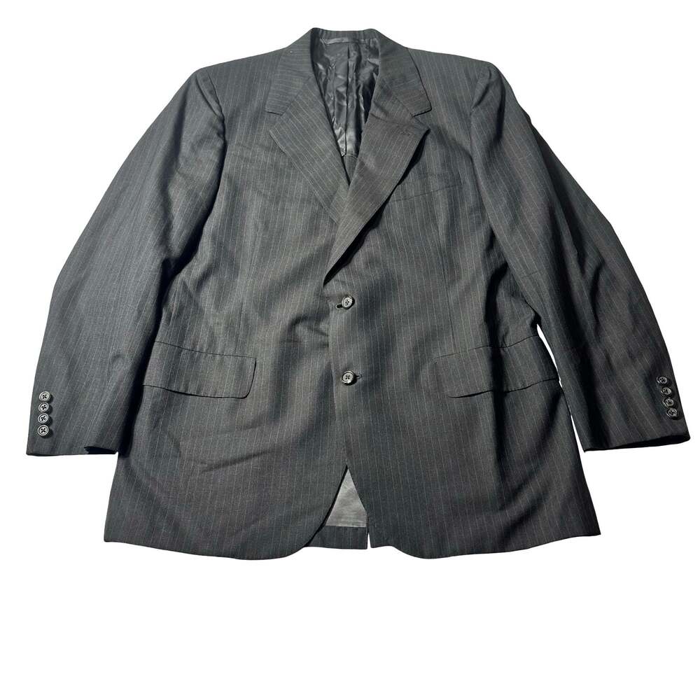 Oxxford Clothes Mens 46R Charcoal Pinstripe Wool Blazer Sport Super Worsted USA